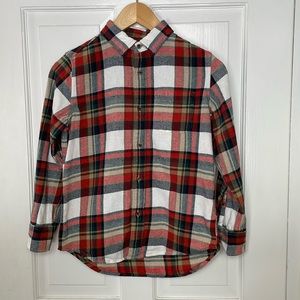Crew cuts Flannel Long Sleeve button down, size 10, red, blue, tan, green plaid